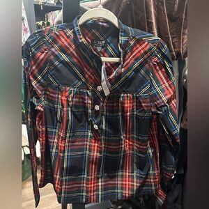 J. Crew Tartan plaid rhinestone button shirt